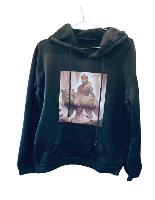 Hoodie-Pouch pocket-draw string-black Black panther